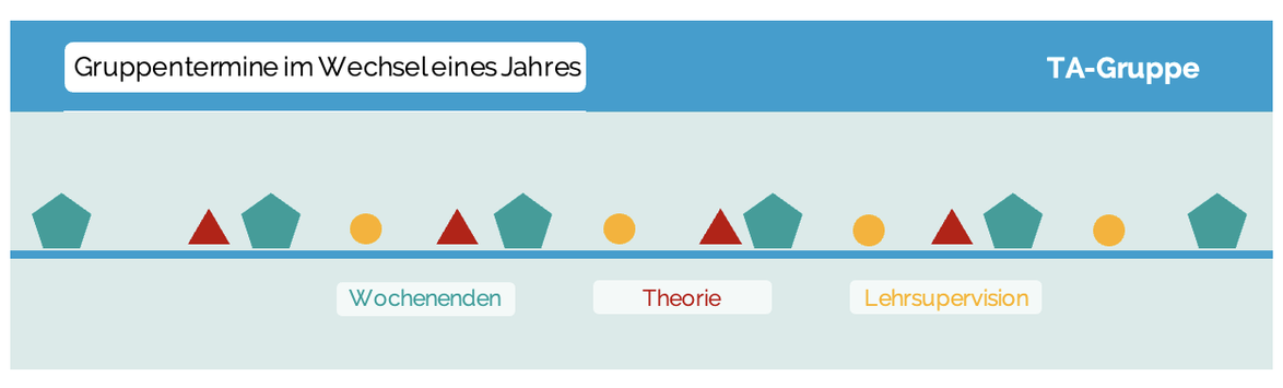 Aufbau der TA-Gruppe: Wochenenden, Theorie und Lehrsupervision im Wechsel eines Jahres
